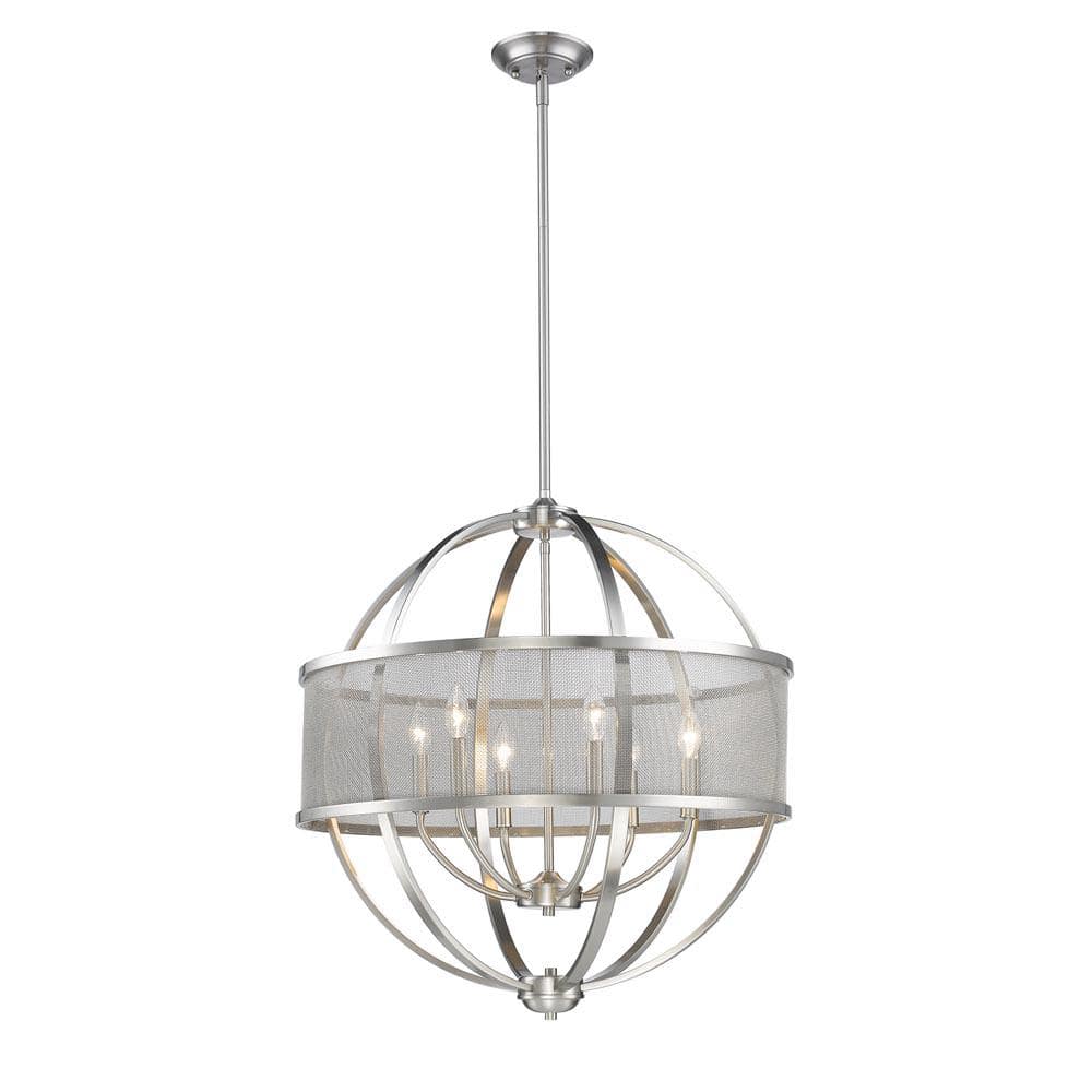 Contemporary Silver 6-Light Industrial-Chic Chandelier