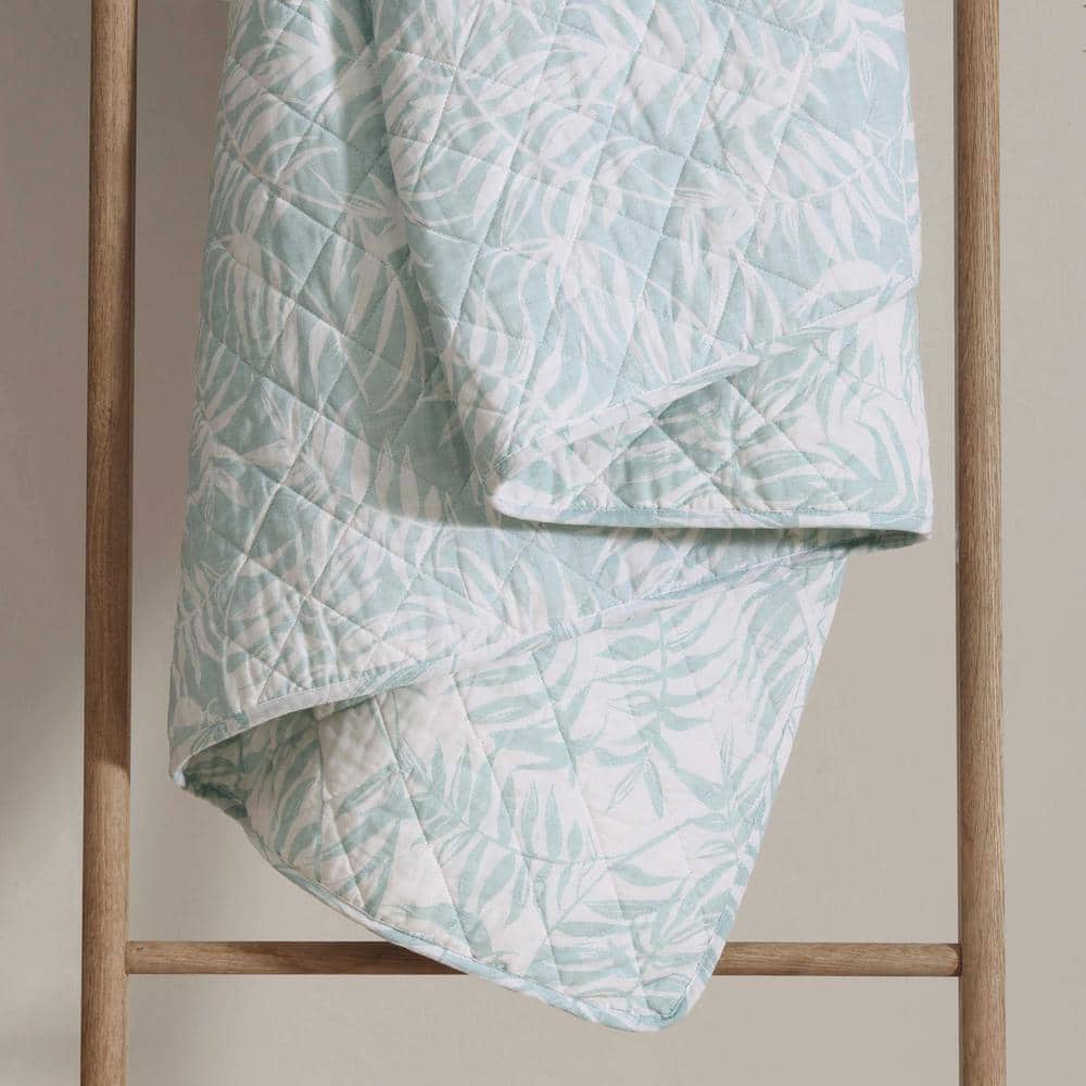 King Size Blue Cotton Reversible Quilt Set with Shams