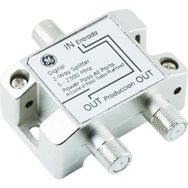 GE 2-Way Coaxial Cable Splitter in Nickel/Silver 34136 - The