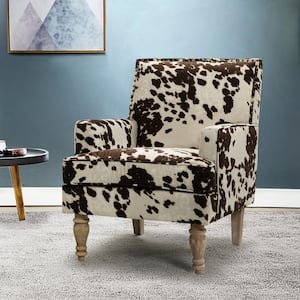 Cahokia Classic Brown Polyester Upholstery Accent Chair with Nailhead Trim and Tapered Solid Wood Legs