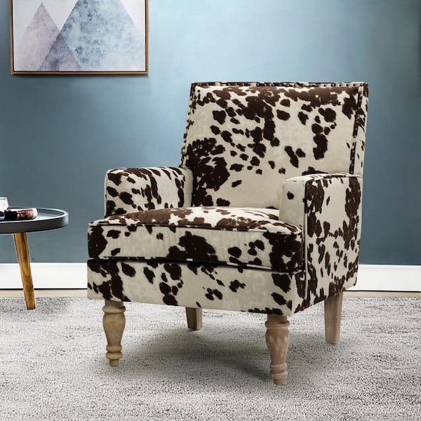 JAYDEN CREATION Cahokia Classic Brown Polyester Upholstery Accent Chair with Nailhead Trim and Tapered Solid Wood Legs
