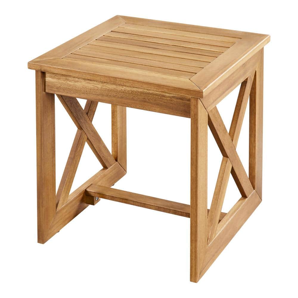 Hampton Bay 18 in. Natural brown Outdoor Side Table STB1 The Home Depot