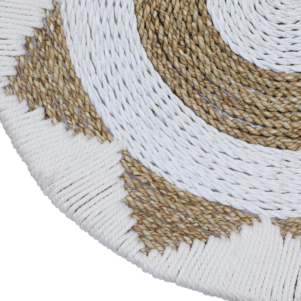 White and Beige Cotton Woven Round Wall Hanging Set