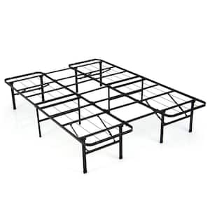 Black Steel Frame Full Size Platform Bed with Folding, Not Need Box Spring
