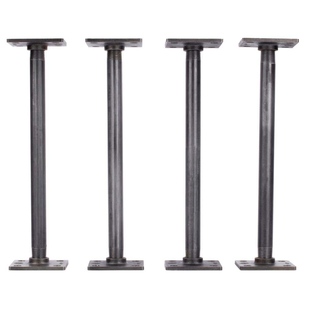 PIPE DECOR 1/2 in. x 1 ft. L Black Steel Pipe Square Flange Table Leg