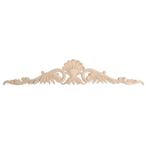 3-3/8 in. x 18-1/4 in. x 1/2 in. Unfinished Hand Carved Solid American Hard Maple Wood Onlay Acanthus Wood Applique