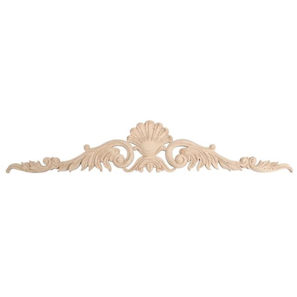 American Pro Decor 4-3/8 in. x 23-7/8 in. x 1/2 in. Unfinished Hand Carved Solid American Hard Maple Wood Onlay Acanthus Wood Applique