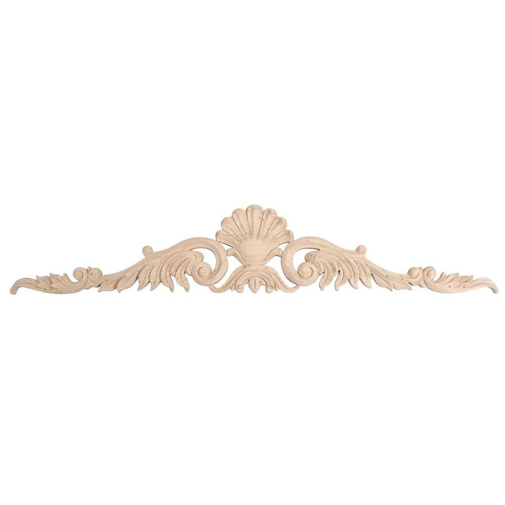 31 Inch Unfinished Hand Carved Maple Wood Acanthus Applique