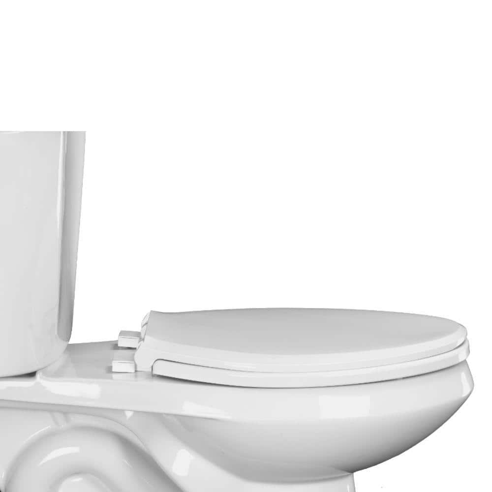 White Elongated Plastic Toilet Seat with Safety Close