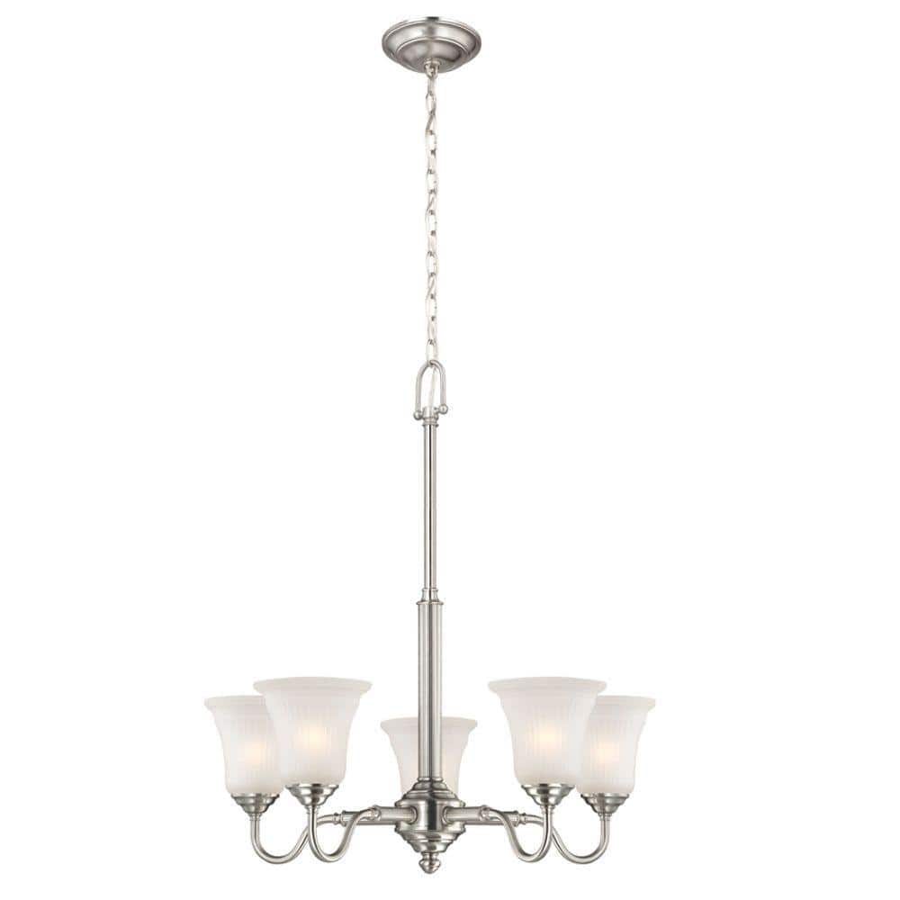 Creekford 5-Light Brushed Nickel Chandelier with Frosted Glass Shades
