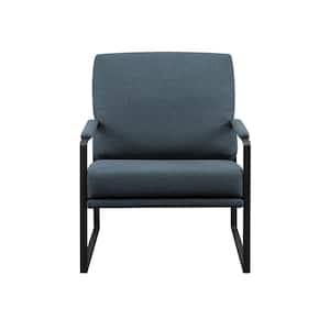 Indigo Blue Fabric and Metal Urban Modern Lounge Chair