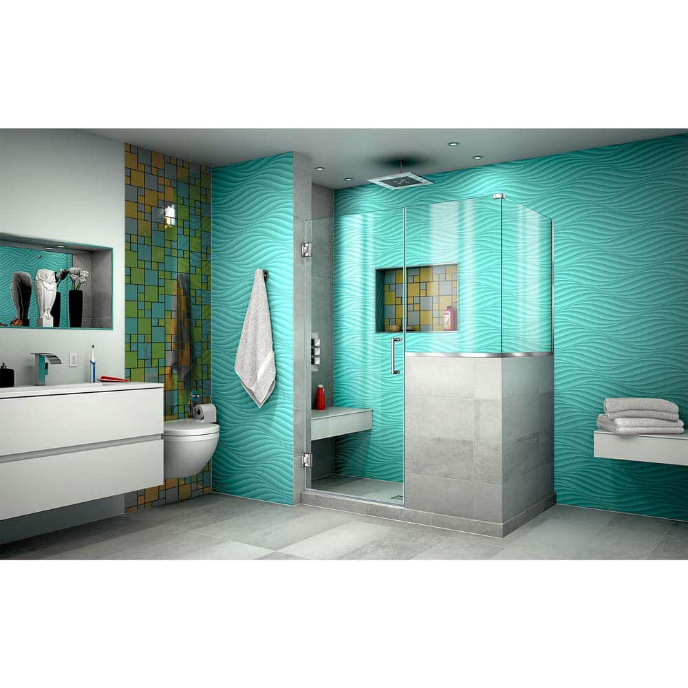 Unidoor Plus 47" Frameless Clear Glass Hinged Shower Enclosure