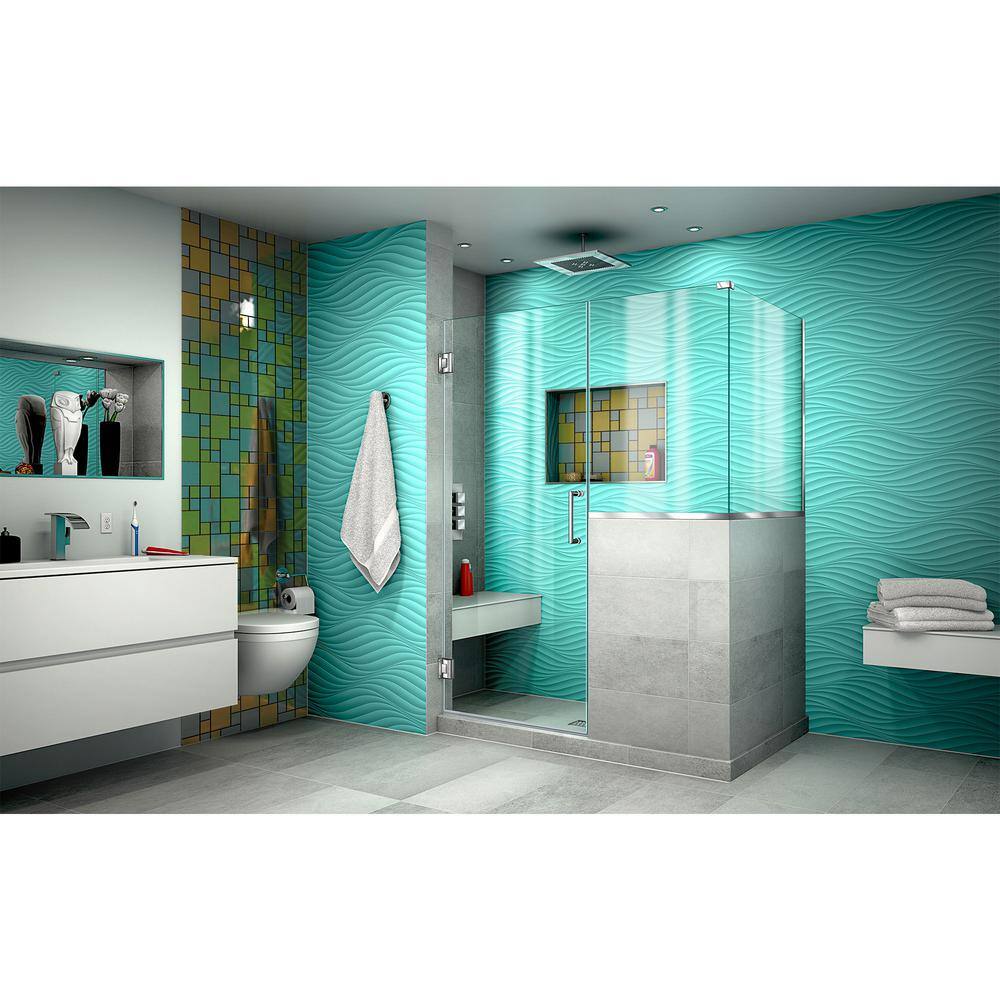 Unidoor Plus 48" Frameless Clear Glass Hinged Shower Enclosure