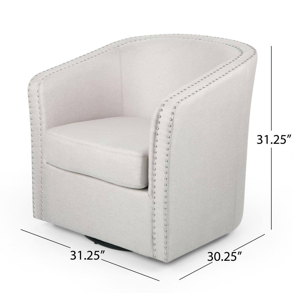 Wheat and Black Swivel Barrel Accent Chair with Nailhead Trim