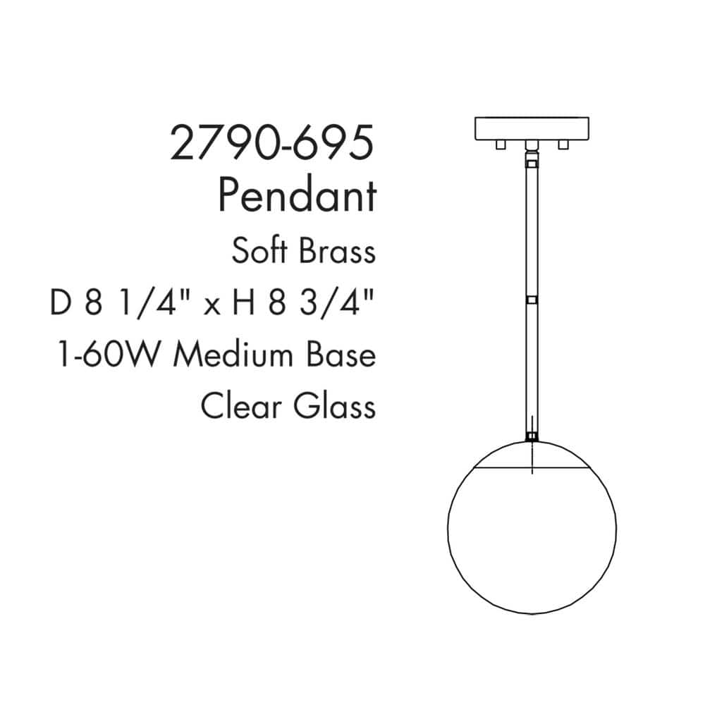 Auresa Modern Mini Pendant Light in Soft Brass with Clear Glass Orb