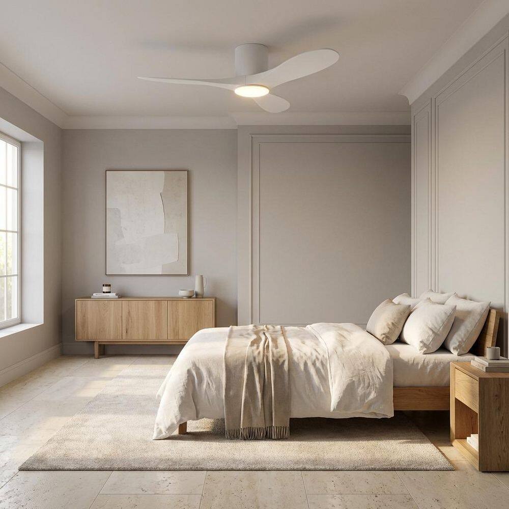 Maverick Smart 44 in. Hugger Matte White Indoor/Outdoor Modern LED Ceiling Fan with Remote Included price history on PriceWatchPro