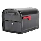Oasis 360 Large Black Steel Locking Parcel Mailbox – 2 Access Doors, Post Mount, USPS Approved