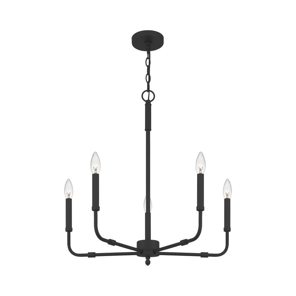 Abner 24" Matte Black Classic Candle-Style Steel Chandelier