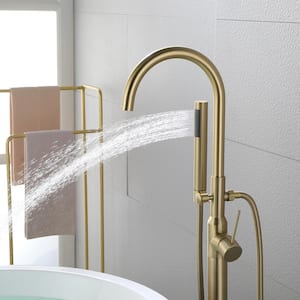 Freestanding Single Handle Bathroom Tub Faucet in Gold