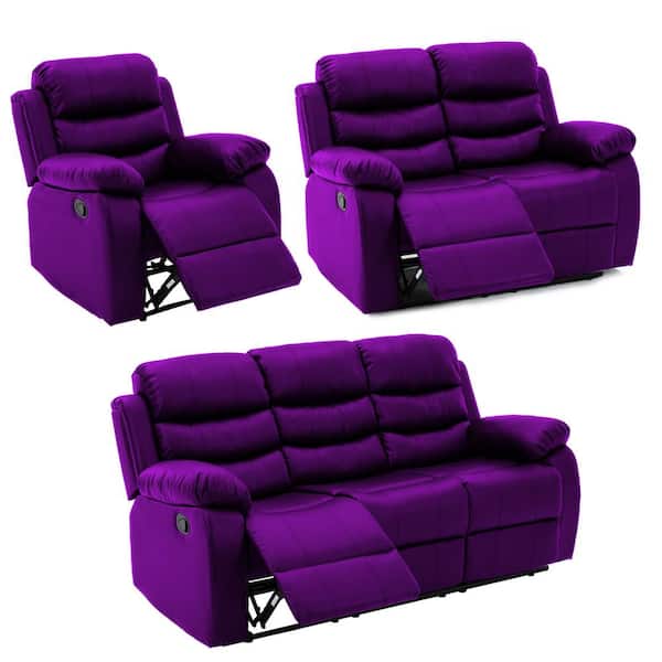 Pinksvdas 161 02 In X 39 37 35 43 Three Piece Diagonal Arm Sofa Sofas Sectionals 100 Pu Leather Cover With Footrest 9013br Pu Leather Cover, Purple Leather Recliner Sofa