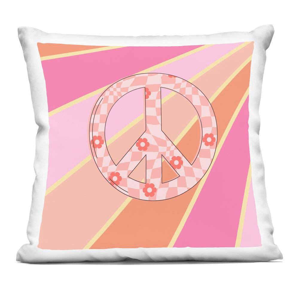 Beaming Floral Peace Symbol Pink Abstract Polyester 18 in. x 18 in. Throw Pillow price history on PriceWatchPro