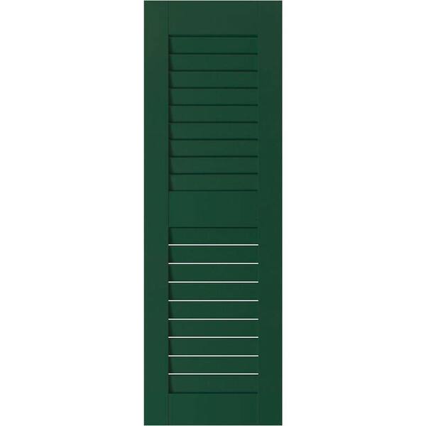 Ekena Millwork 15 in. x 30 in. Exterior Real Wood Western Red Cedar Open Louvered Shutters Pair Chrome Green