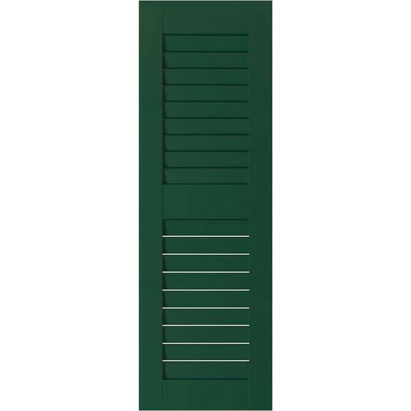 Ekena Millwork 15 in. x 39 in. Exterior Real Wood Pine Open Louvered Shutters Pair Chrome Green