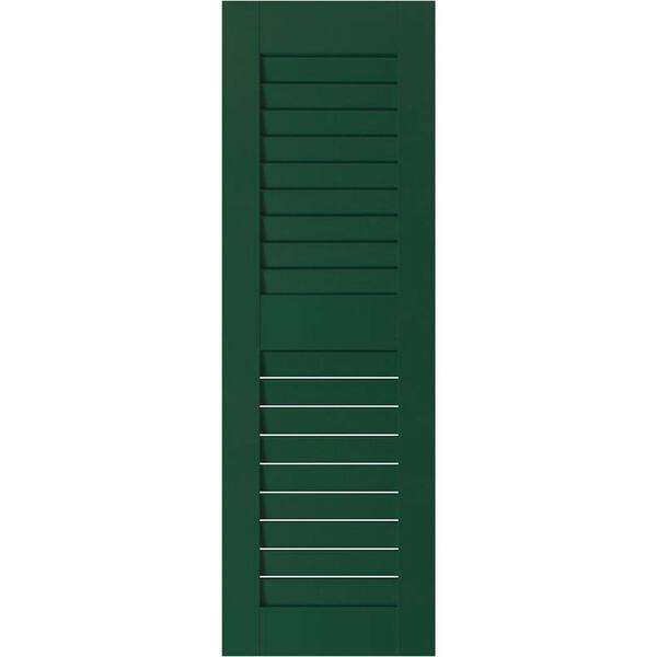 Ekena Millwork 15 in. x 47 in. Exterior Real Wood Sapele Mahogany Louvered Shutters Pair Chrome Green
