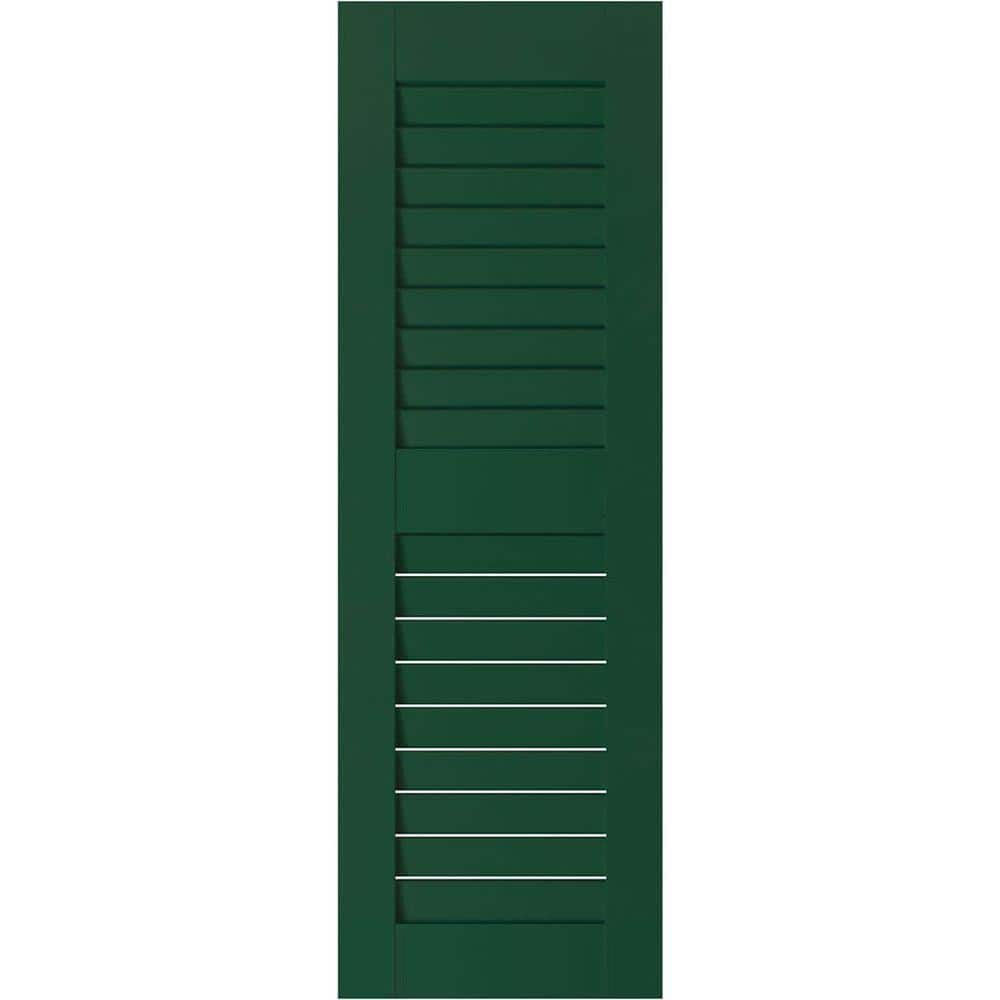 Ekena Millwork 15 in. x 75 in. Exterior Real Wood Sapele Mahogany Louvered Shutters Pair Chrome Green