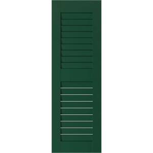 18 in. x 26 in. Exterior Real Wood Pine Louvered Shutters Pair Chrome Green