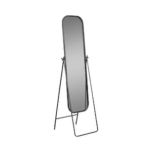 Black 21 in. x 69 in. Modern Rectangular Metal Full Length Mirror