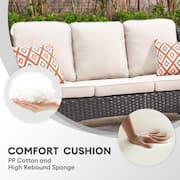 Joyoung Brown 5-Piece Wicker Patio Rectangle Fire Pit Conversation Seating Set with Beige Cushions