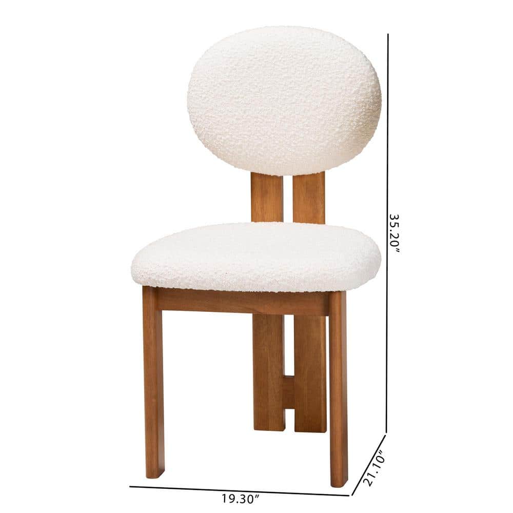 Kacela Cream Boucle Upholstered Side Chair with Walnut Wood Frame