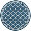 SAFAVIEH Courtyard Navy/Beige 7 ft. x 7 ft. Round Geometric Indoor/Outdoor Patio Area Rug CY6918-268-7R
