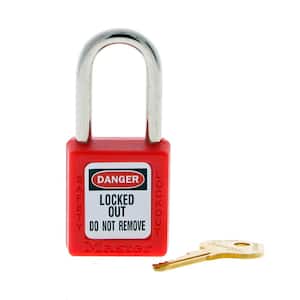 1-1/2 in. Shackle Safety Lockout Padlock with Key, Red