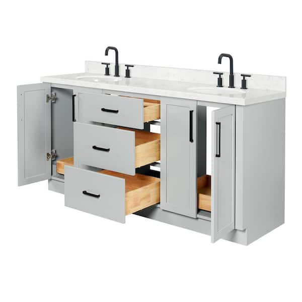 ARIEL Loren 72 in. Double Sink Freestanding Bathroom Vanity in