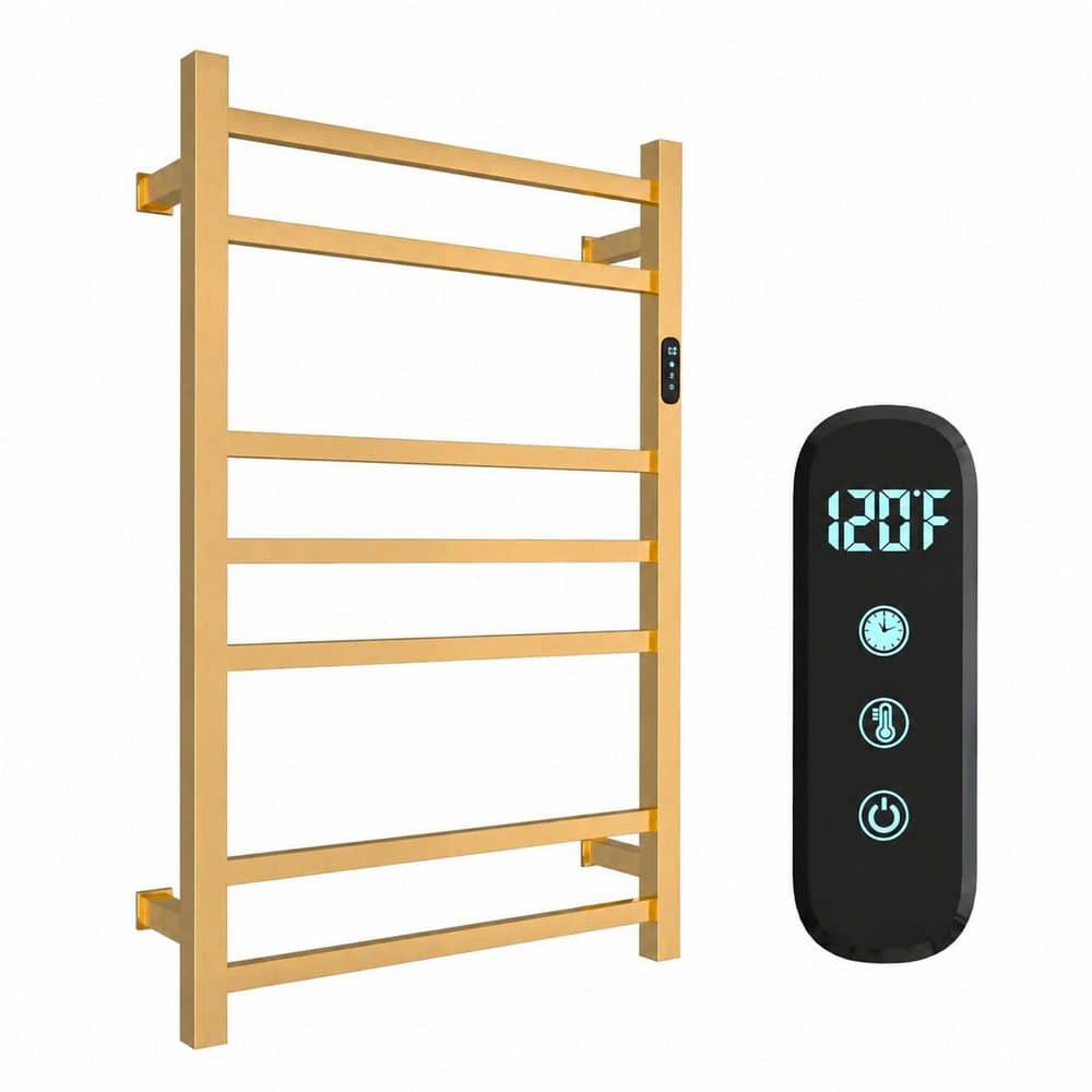 7-Bar Wall Mounted Towel Warmer Rack 32.7 x 22.8 Inch Brushed Gold LED Timer 9 Temperatures Bars Luxury price history on PriceWatchPro