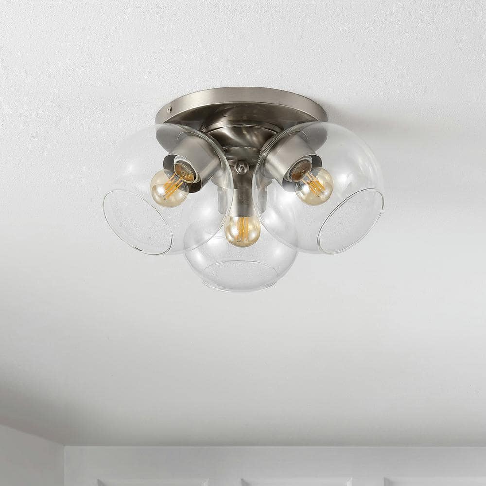 11.5" Clear Glass Nickel LED Flush Mount Ceiling Light