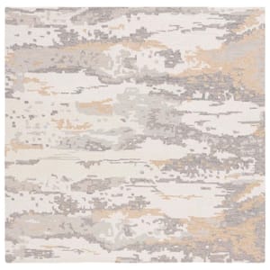 Abstract Ivory/Gray 6 ft. x 6 ft Sky Square Area Rug