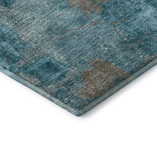 Mayfield Premium Machine Washable Abstract AMF989 Teal 10 ft. x 14 ft. Area Rug