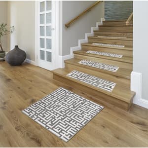 Sofihas Grey 31 in. x 31 in. Non-Slip Landing Mat Polypropylene with TPE Backing Stair Tread Cover