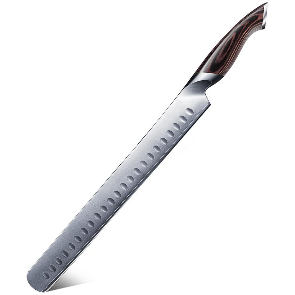 12 in. Japanese Full Tang High Carbon Steel Slicing Carving Knife with Pakkawood Handle, Razor Sharp Brisket Knive