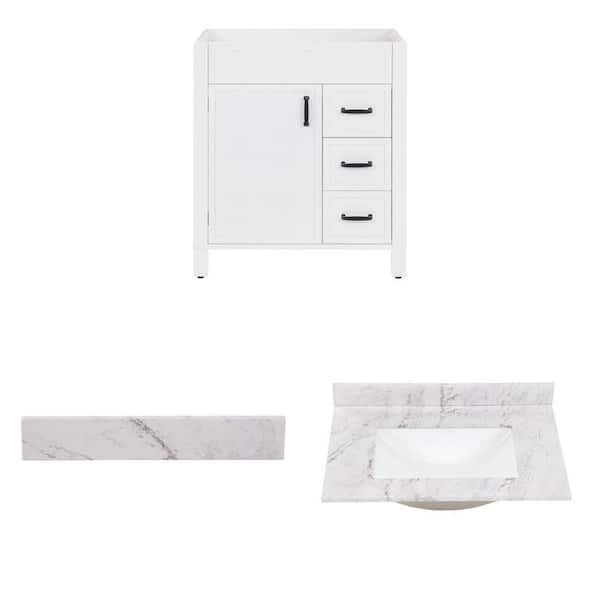 Winsome 30 in. White Bath Vanity Cabinet, 21 in. Sidesplash and 31 in. x 22 in. Vanity Top Combo