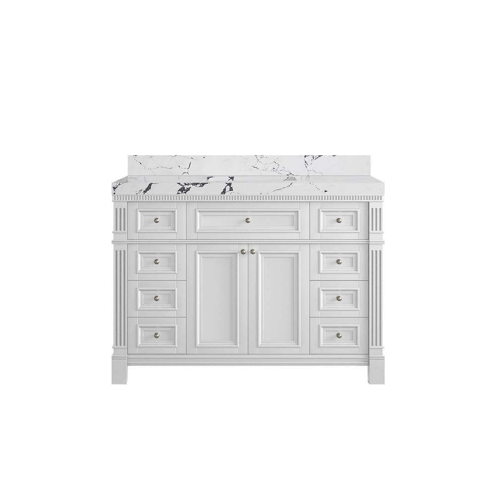 Paris 48 in. W x 22 in. D x 36 in. H Single Sink Bath Vanity in White with 2 in. Viola Night qt. Top price history on PriceWatchPro