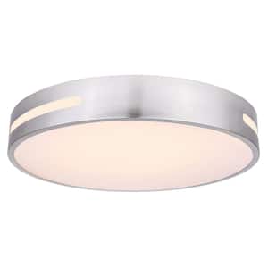 NIVEN 20 in. 1 Light Integrated LED Brushed Nickel Modern Flush Mount with Frosted Acrylic Shade