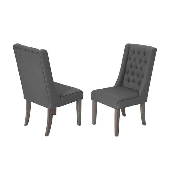 Best Quality Furniture Israel 1-Piece Linen Fabric Gray Side Chairs
