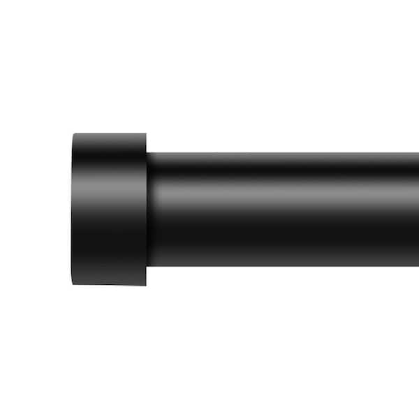 36 in. to 144 in. Iron Adjustable Tension Shower Curtain Rod with End Cap Style Design in Black, Up to 30 lbs.