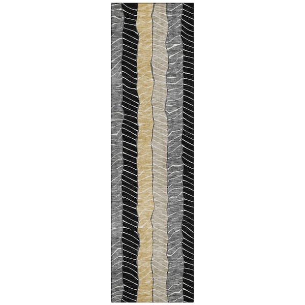 Chantille Machine Washable Indoor/Outdoor Abstract ACN3039 Black 2 ft. x 7 ft. Runner Rug