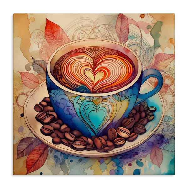 Stupell Industries Coffee Beans and Latte by Alina Georgescu Unframed Food Graphic Art Print 17 in. x 17 in.