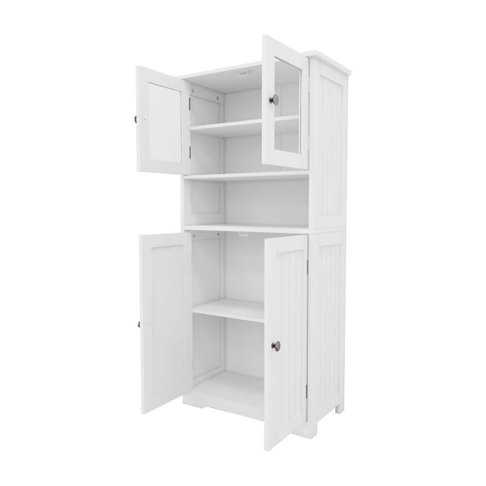 23.62 in. W x 11.81 in. D x 50.2 in. H Bathroom White Linen Cabinet